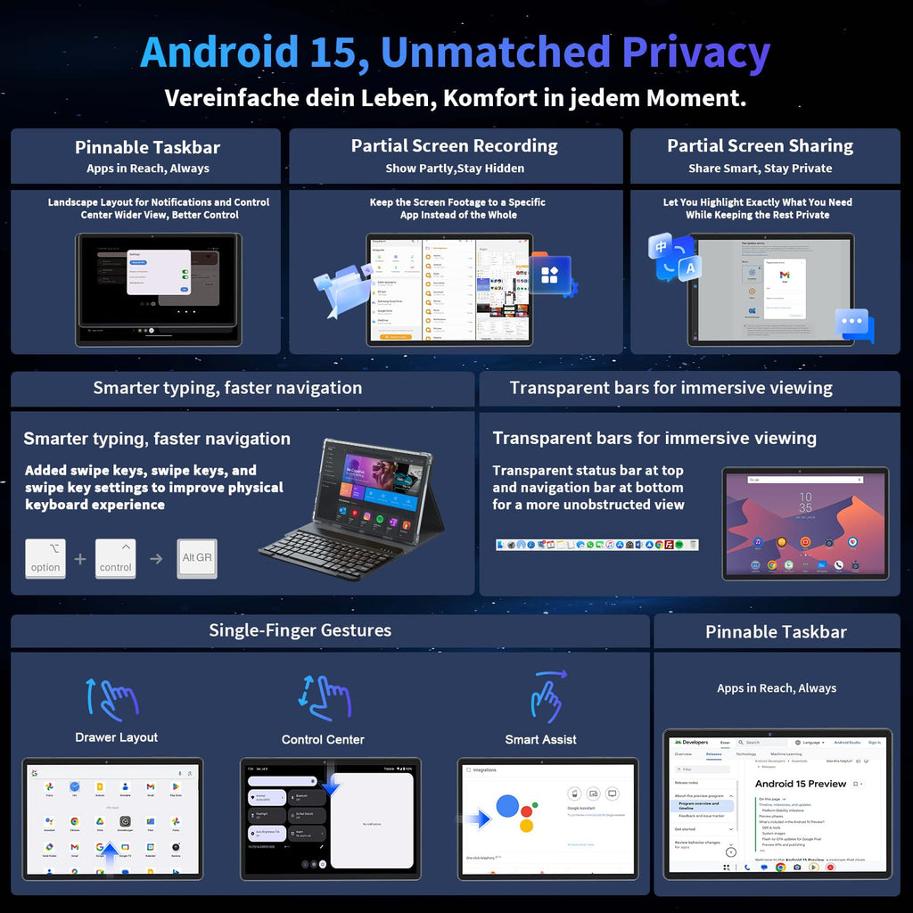 2026 Android 15 Tablet, 10 inch Tablet with Keyboard, 26GB+256GB+2TB Expand