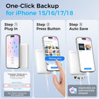 NEWQ 2TB External Hard Drive for iPhone, Portable Phone Drive with App to Backup Photos, Videos and Files, for iPhone 15/16/17/18 Series