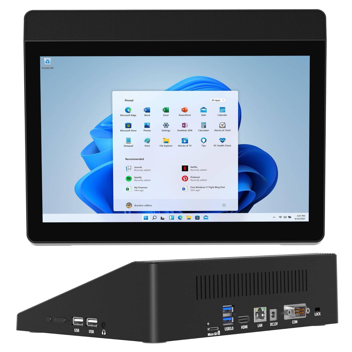 10.1" Industrial Mini Computer, Win 11 Embedded Panel PC with 10 Points Touchscreen Desktop Tablet, N5095 8GB RAM 128GB ROM HDMI 2.0 WiFi 5 Bluetooth 5.0 for Office/Automation/Kiosk/Bar/Warehouse