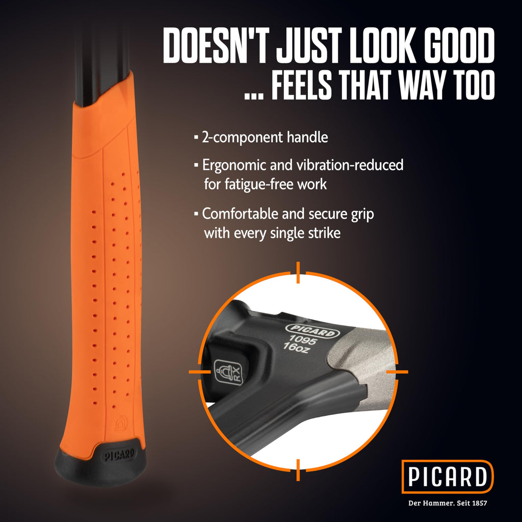 PICARD AluTec Framing Hammer 780g – Hybrid Aluminum & Forged Steel Head, Smooth Face, Low Vibration Ergonomic Grip, German-Made Premium Carpenter Tool – 0109500-16