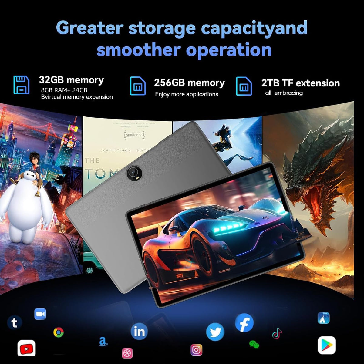 11 inch Tablet with Keyboard - Android 16 Tablet with 32GB+256GB+2TB Expand