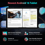 13 inch Tablet with Keyboard - 2026 Gemini AI Android 16 Tablet,Black Case