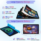 2026 Tablet 10.1 Inch Android 15 Tablets with Keyboard Gemini AI 30GB+128GB
