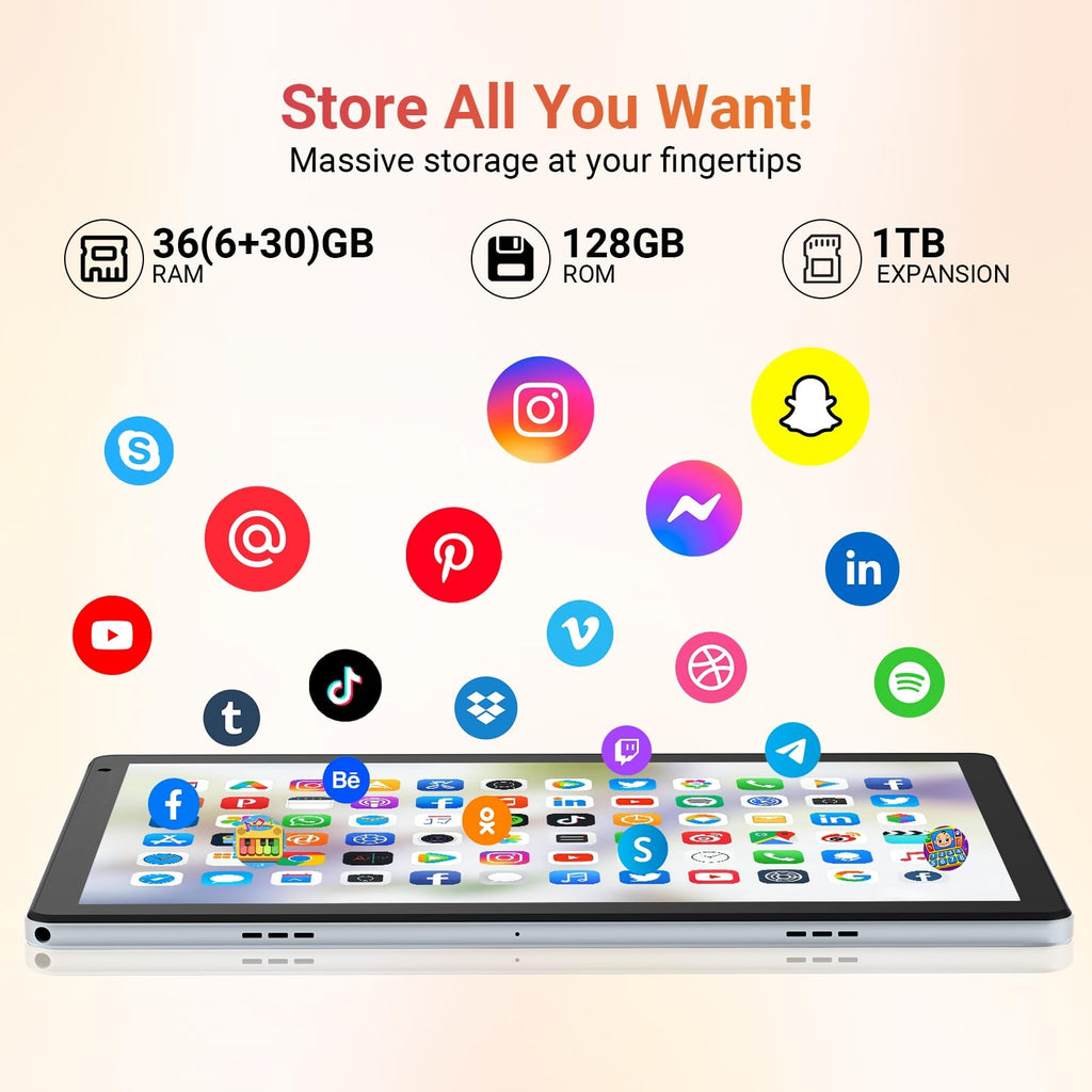 Tablet,10.1" Android 16 Tablet Octa-core 36GB+128GB Dual Camera