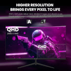 CRUA 32" 2K QHD 180Hz Curved Gaming Monitor, FreeSync, HDMI/DP, Black