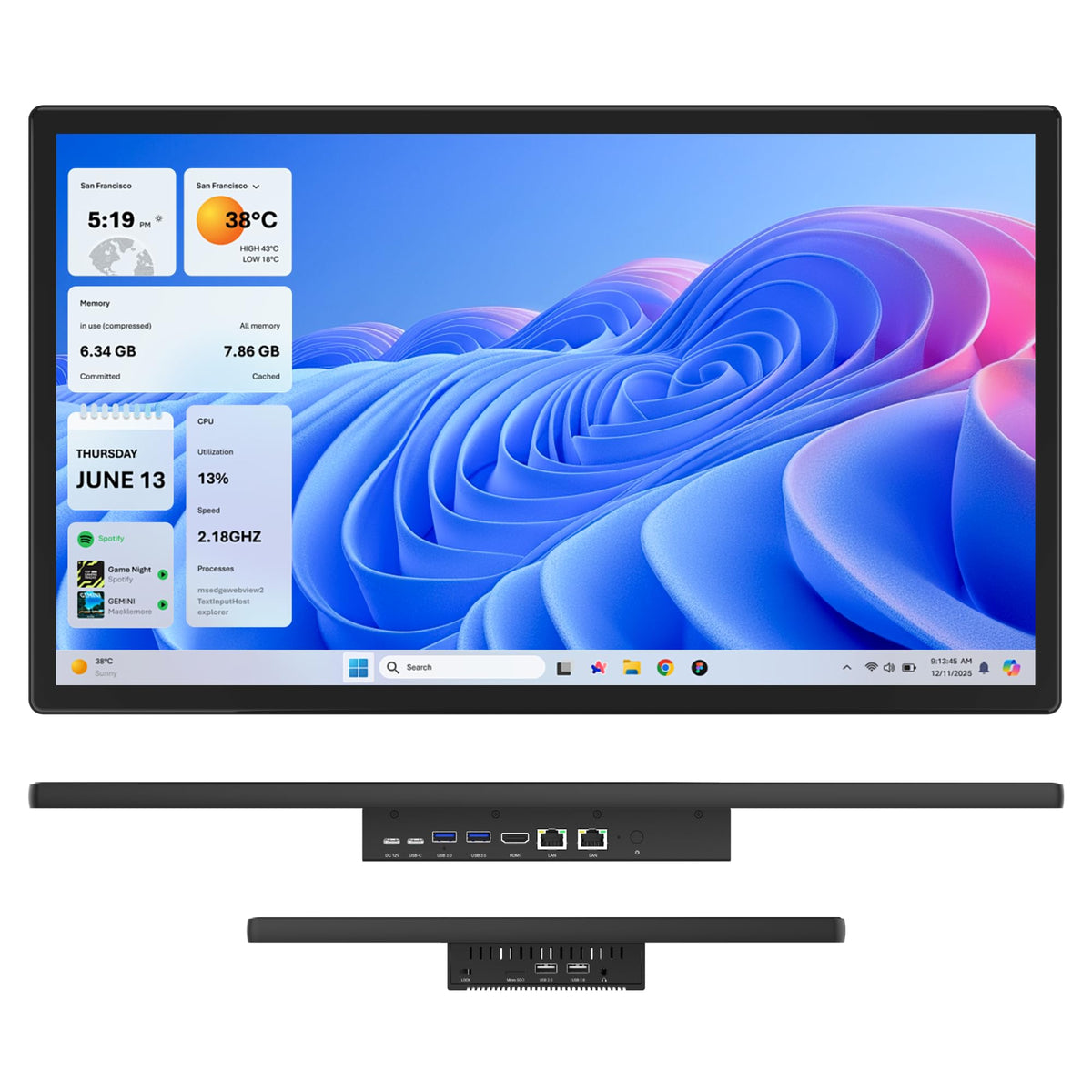21.5" All in One Tablet Panel PC Win11 Pro, N100 Fanless Industrial Touchscreen Monitor Computer, 8GB RAM 128GB ROM, 1920 * 1080 IPS, USB3.2 * 2, USB2.0 * 2, LAN*2, HDMI2.0, Type-C3.1