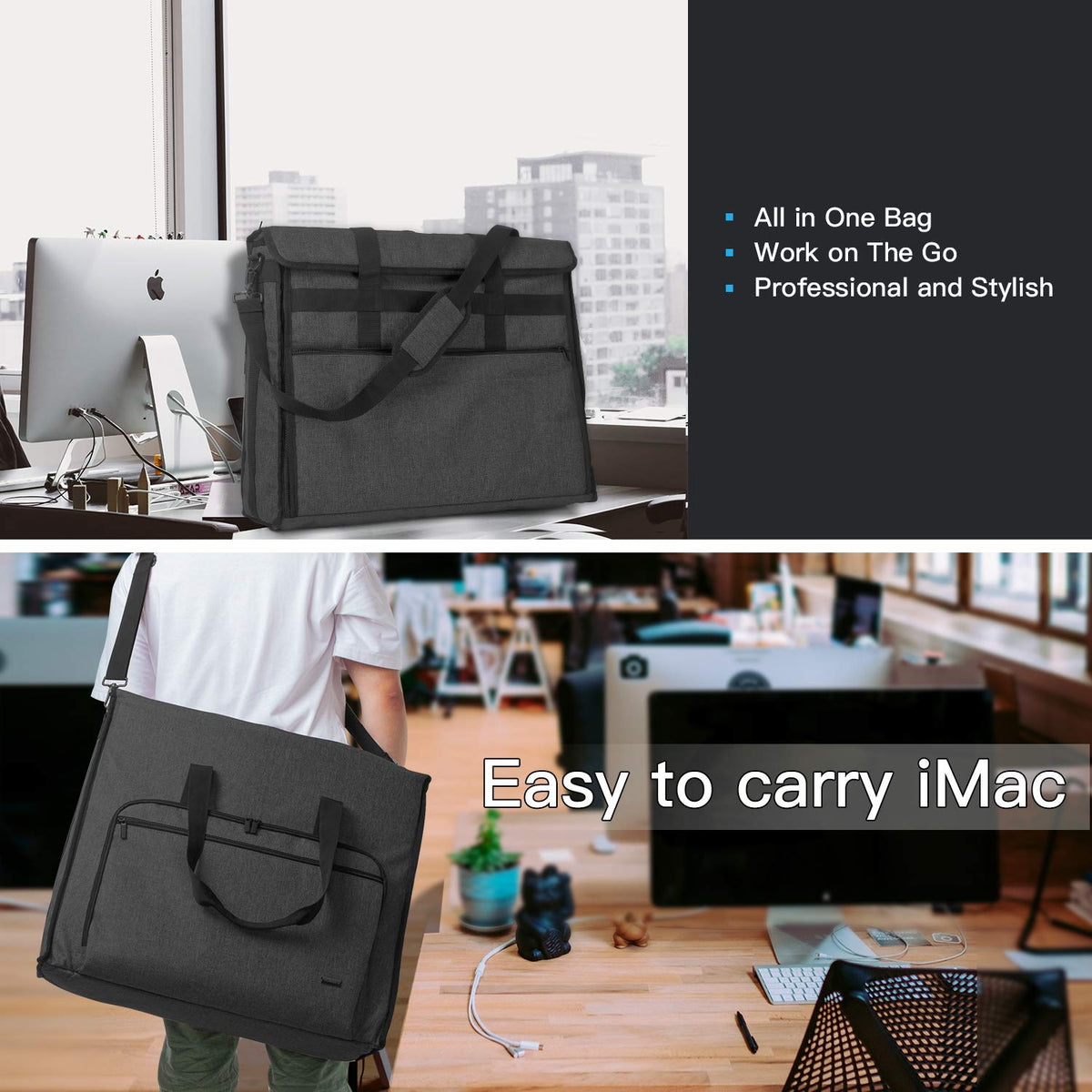 Damero Carrying Case Tote Bag for 21.5" Desktop Computer, Black