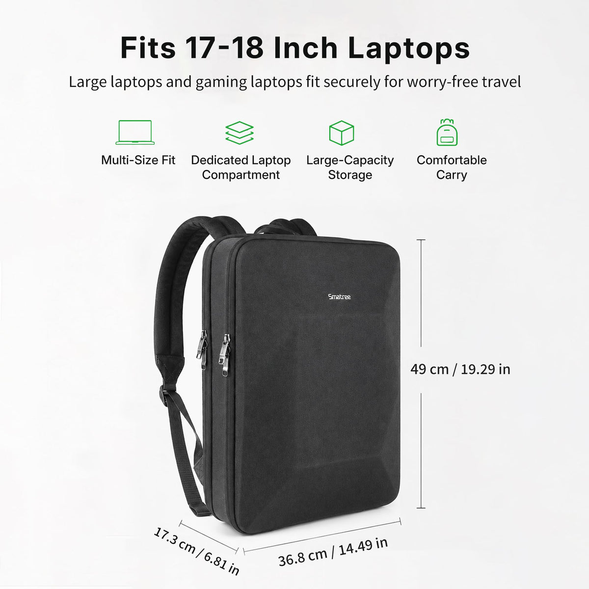 Smatree 17-18 inch Hard Shell Gaming Laptop Backpack,Commuter/Campus Bag