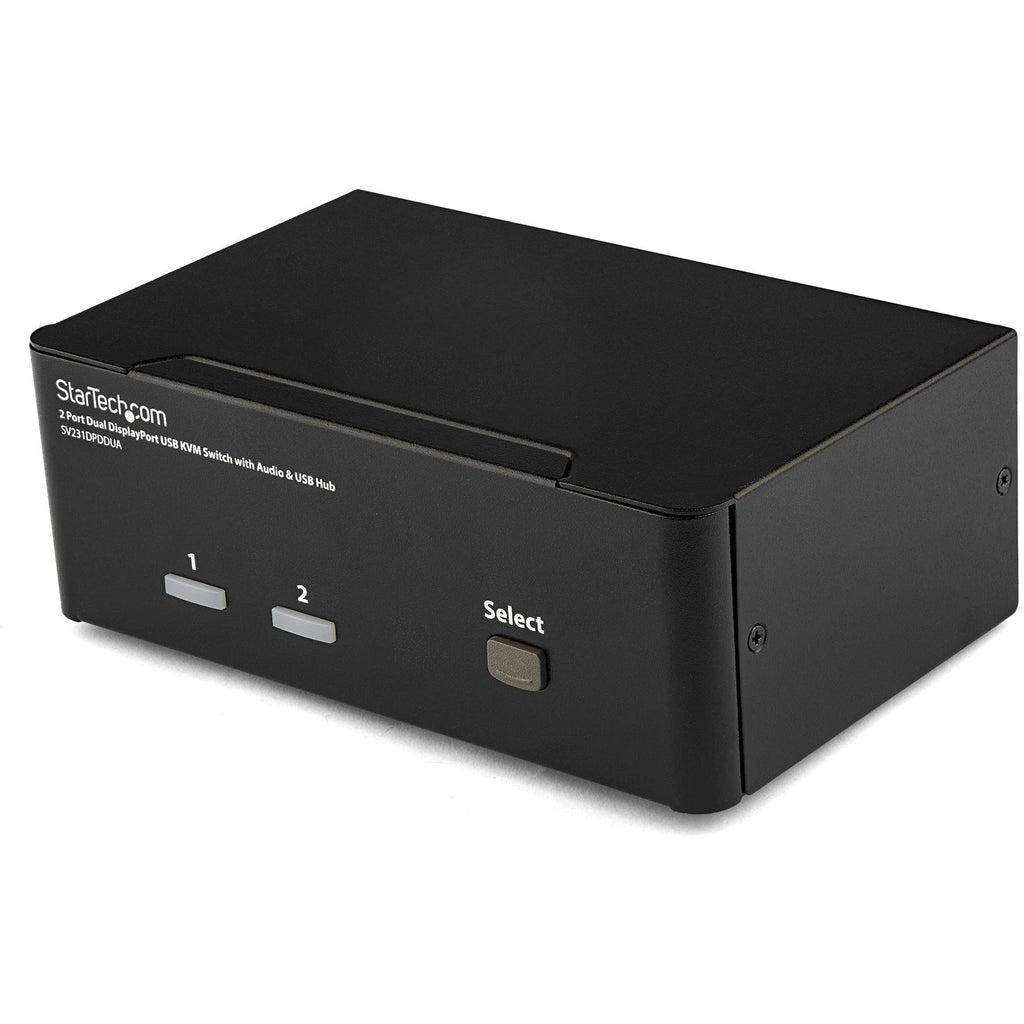 StarTech 2-Port Dual-Monitor DisplayPort KVM Switch, USB Hub, Audio, TAA