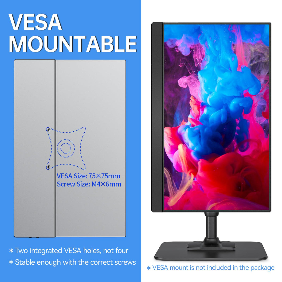 VisionOwl Portable Monitor 15.6 Inch 1080P FHD 85% sRGB Second Screen, USB-C HDMI HDR External Travel Monitor for Laptop PC MacBook PS5 Xbox, VESA Mountable, with Speakers, Cover Stand, Silver