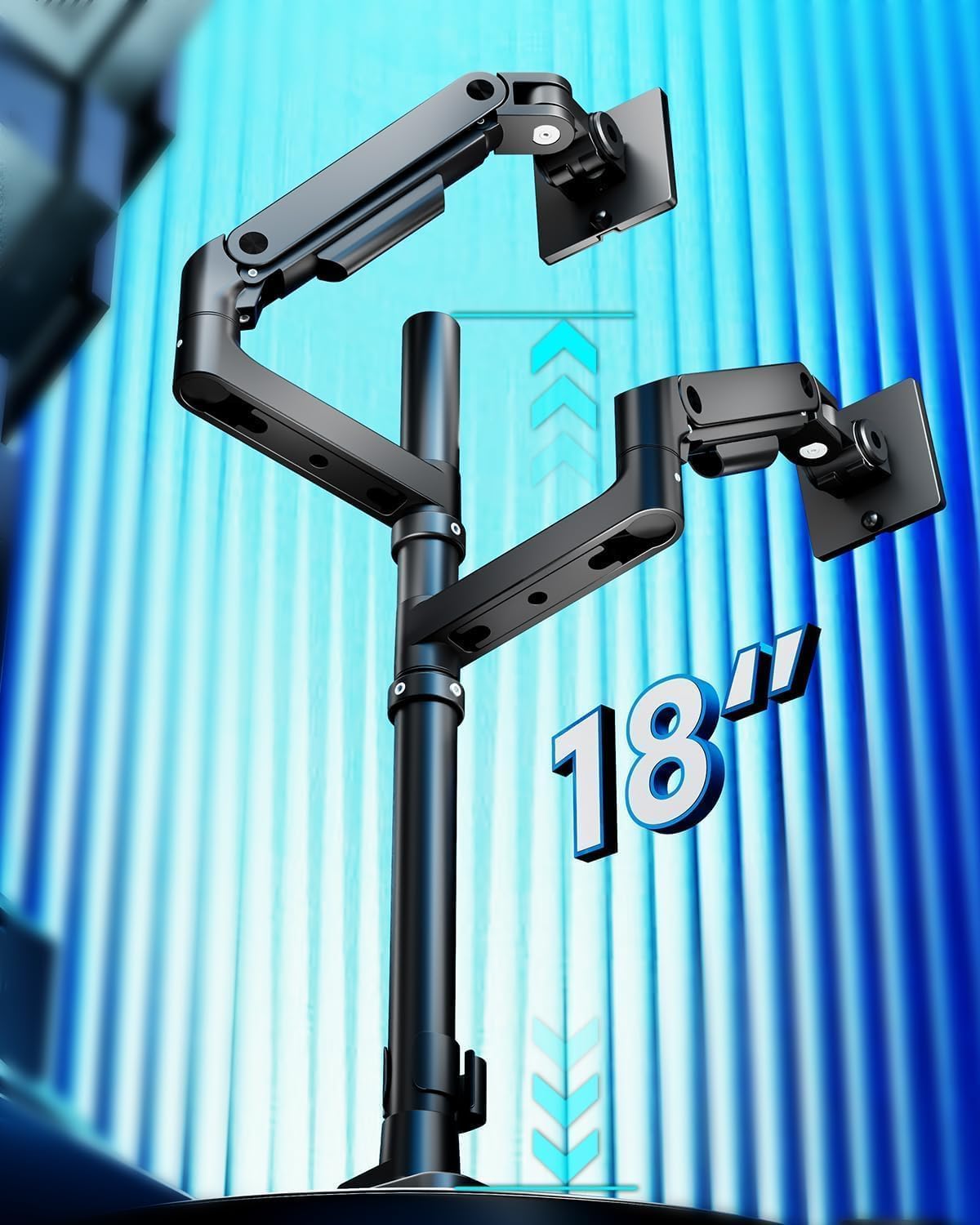 ARES WING Dual Monitor Stand for Desk, Arm with USB A/C for 17 to 49 Inch