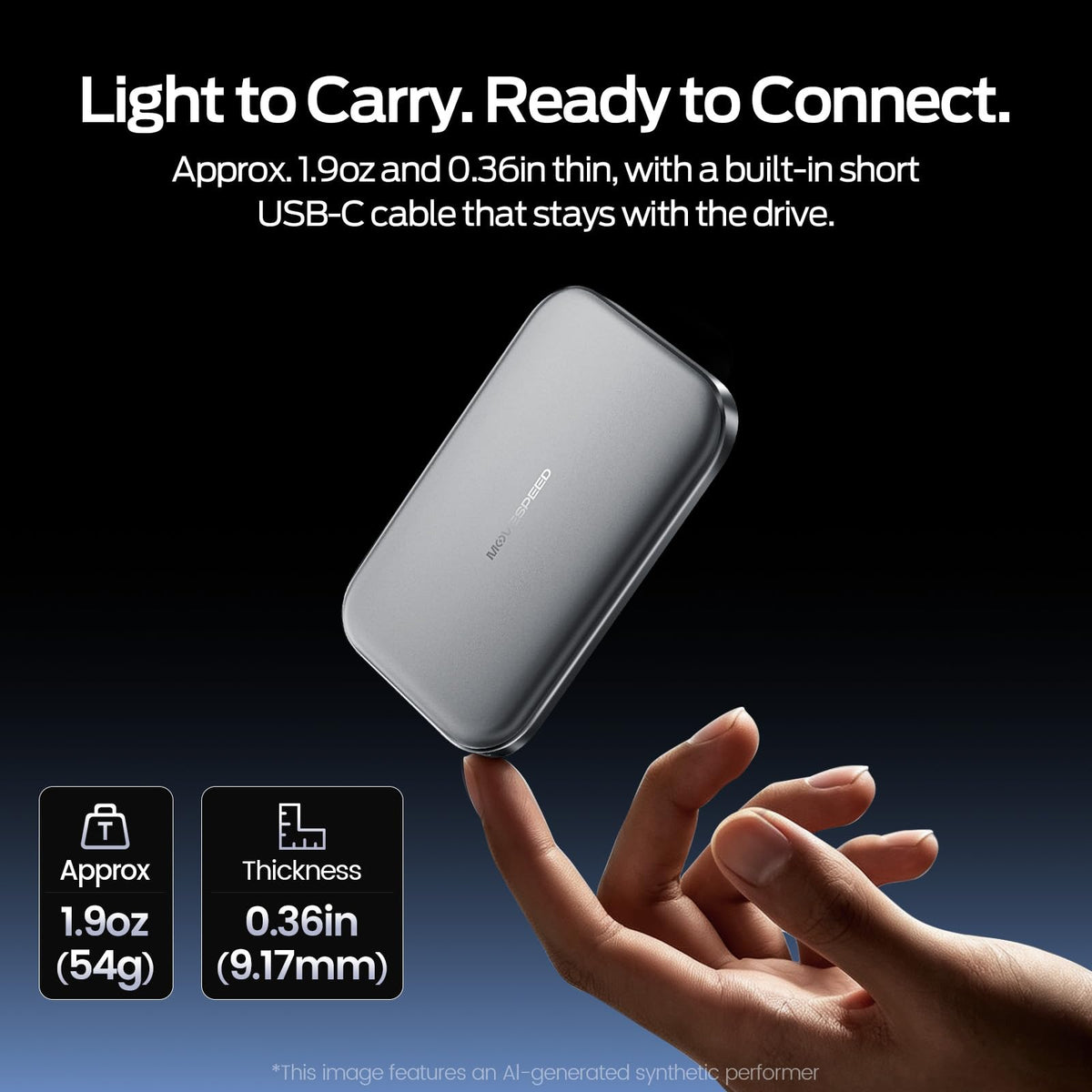 MOVE SPEED 512GB SSD External Hard Drive USB 3.2 Gen 2x2 Up to 2000MB/s Magnetic External SSD with Type C Cable for ProRes 4K Video iPhone 18/17/16/15, Android Phone, Windows, Mac