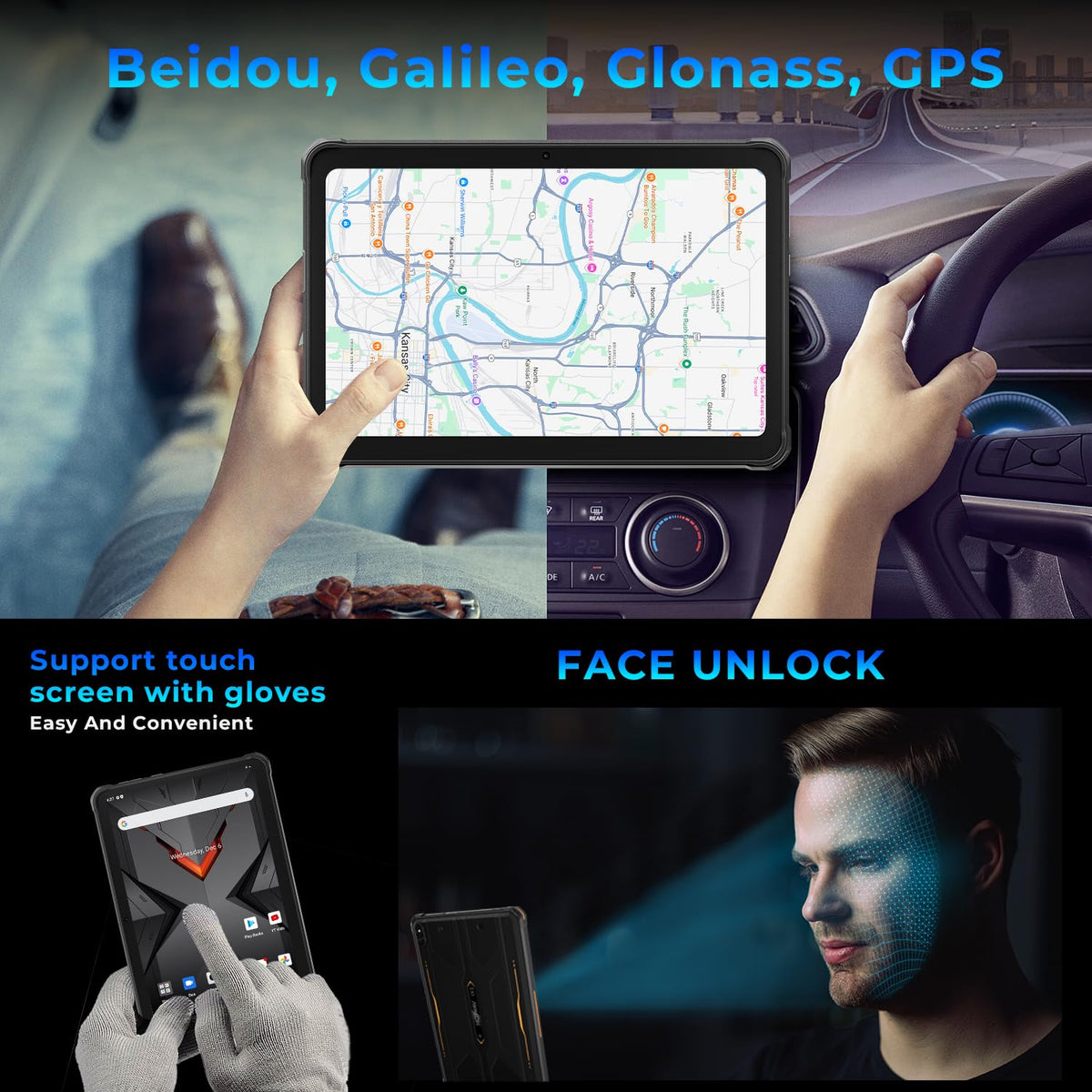 HOTWAV R8 Rugged Tablet Android 14, 10.1" Incell HD+ 4G Waterproof Tablet