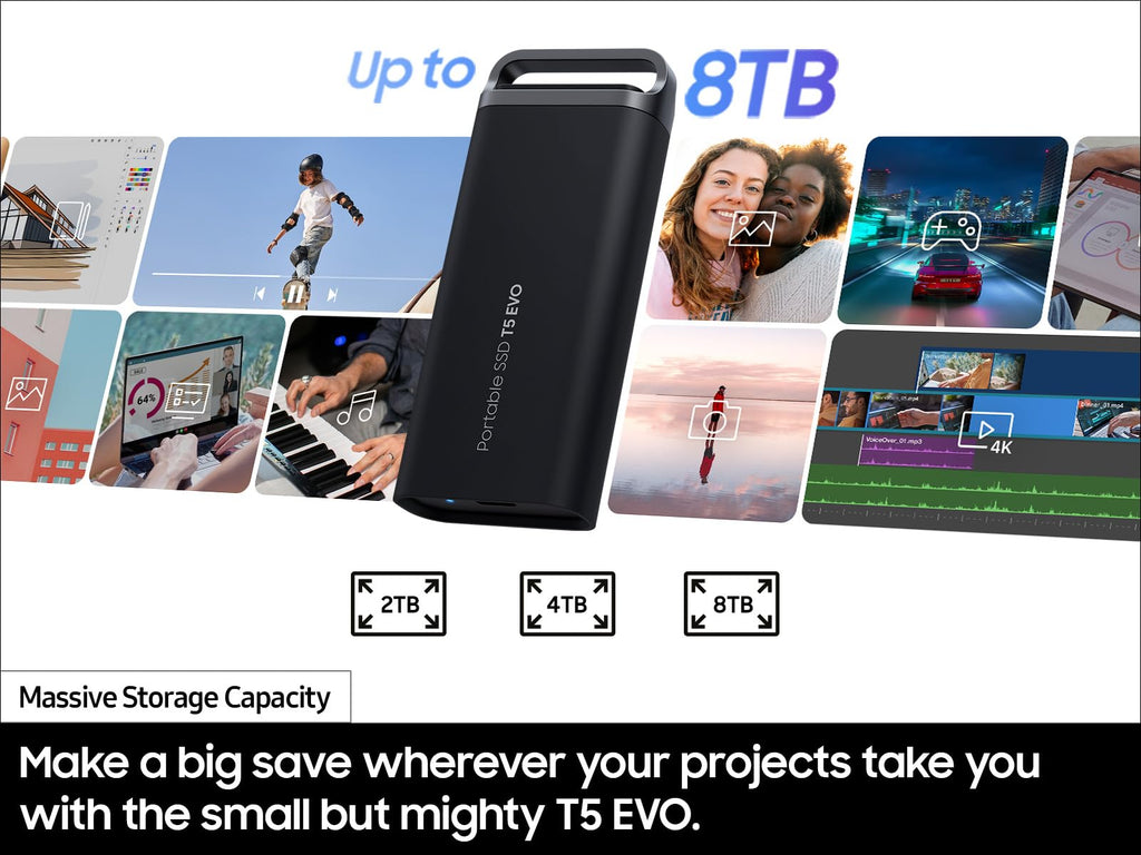 Samsung T5 EVO Portable SSD 4TB, USB 3.2 Gen 1, Up to 460MB/s