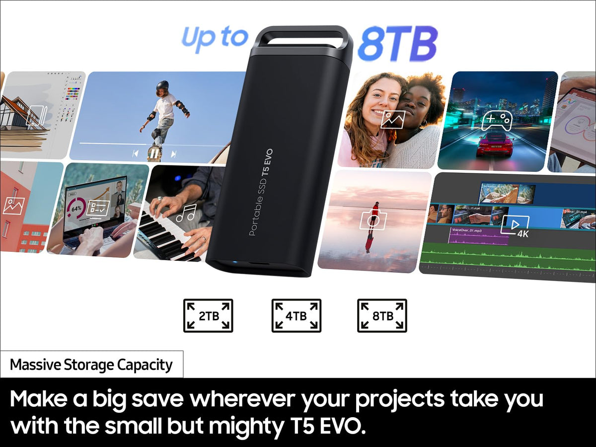 Samsung T5 EVO Portable SSD 4TB, USB 3.2 Gen 1, Up to 460MB/s