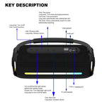 Bluetooth Speaker with 20W Deep Bass, Waterproof Wireless Outdoor Speaker with Colorful LED Lights, TWS Pairing, Loud Speaker for Party, Beach, Travel & Home (Black)