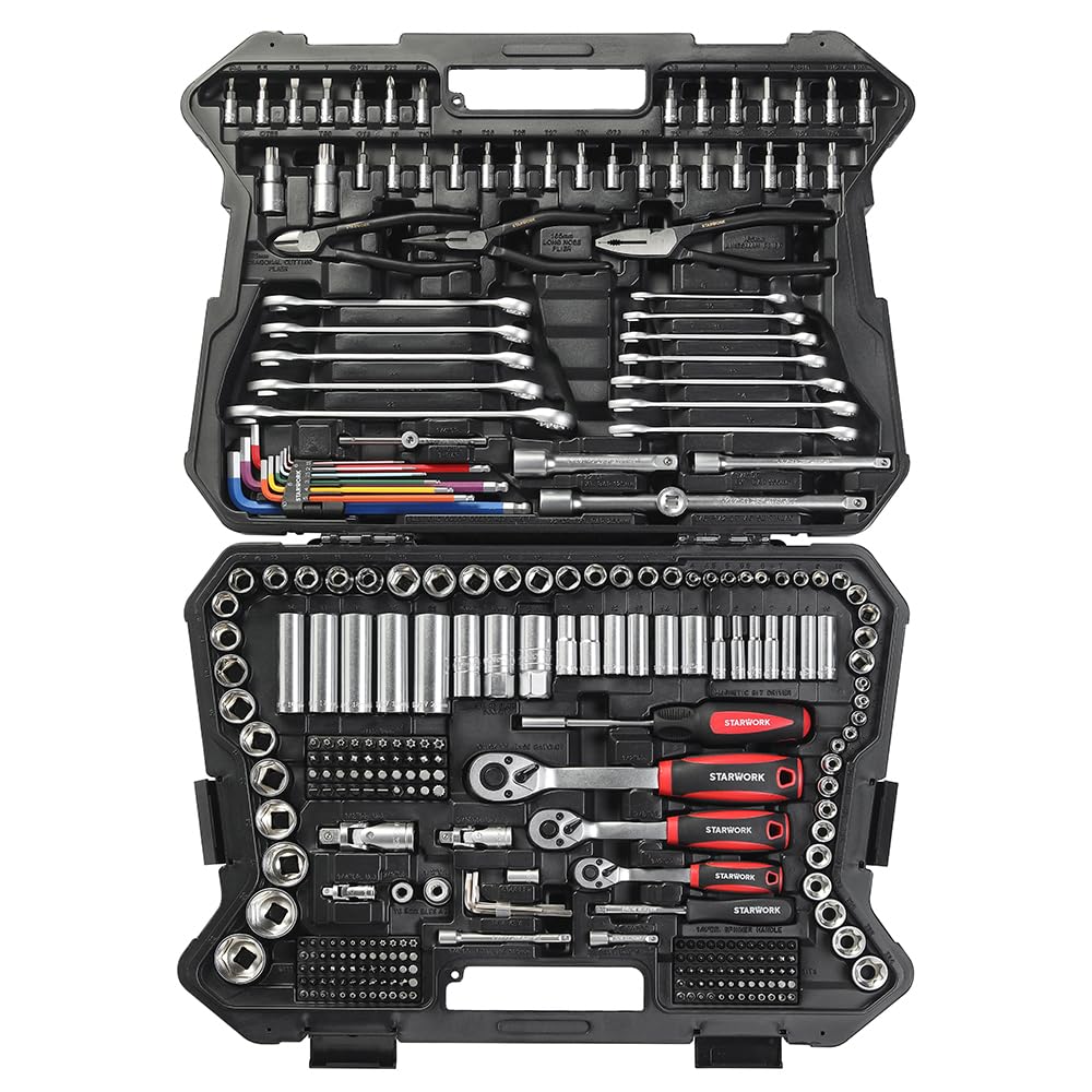 STARWORK TRUE MECHANIC™ 314-Piece Mechanics Tool Set and Socket Set, 1/4", 3/8", 1/2" Drive, Professional, Metric