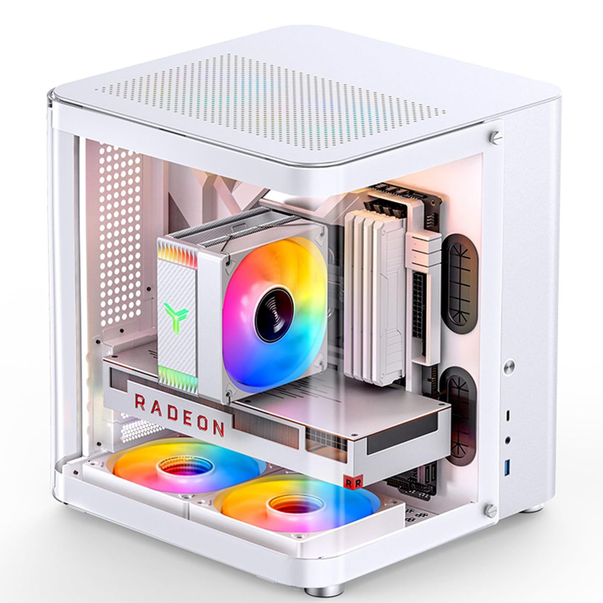 JONSBO TK-4 Black ATX PC Case,Separated Cabinet Mid Tower Computer Case,Bi-Bent Surround View Glass,Aluminum Alloy, Support Micro/ATX, SP Back-Connect(BTF) MB /460GPU/200PSU,Type-C Jack, Black