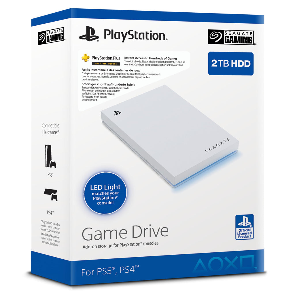 Seagate Game Drive voor PS4/PS5 2TB, externe SSD, 2.5", USB 3.0, Blauwe ledverlichting (STLV2000202)