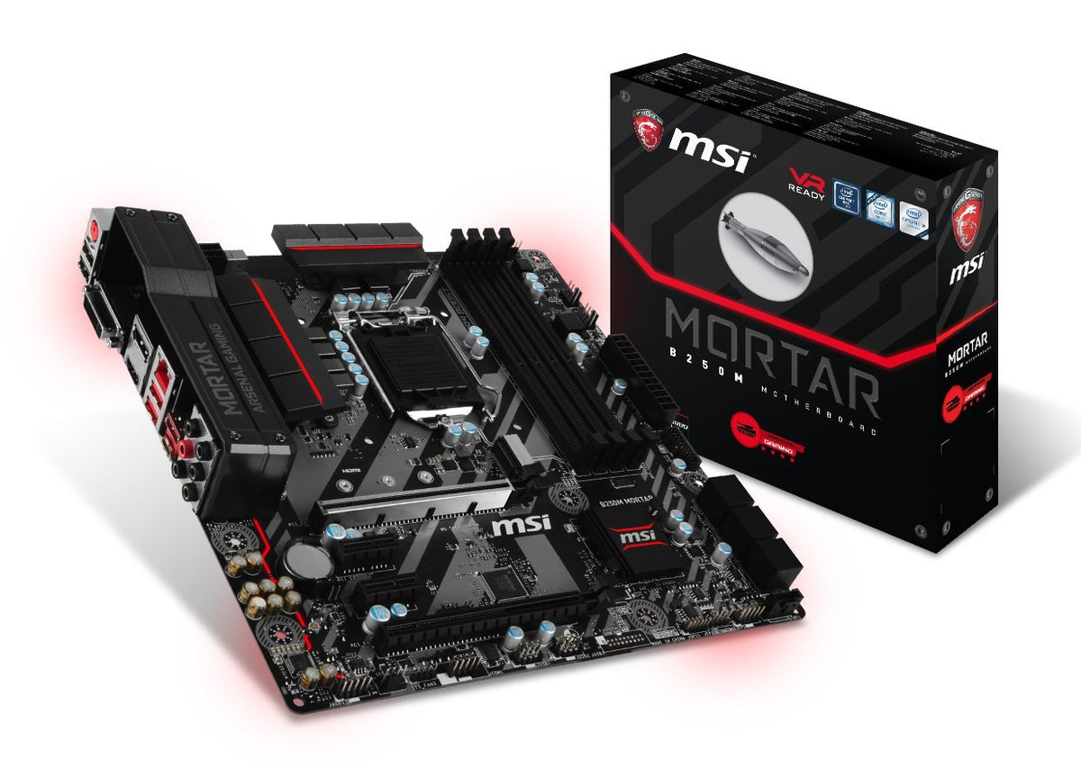 MSI Gaming Intel B250 LGA 1151 DDR4 HDMI VR Ready Micro-ATX Motherboard (B250M Mortar)