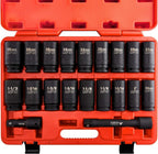 NEIKO 02379A 3/4" Drive Jumbo Impact Socket Set | 21 Piece | Shallow | SAE | Sizes 3/4” to 2” | Cr-V Steel