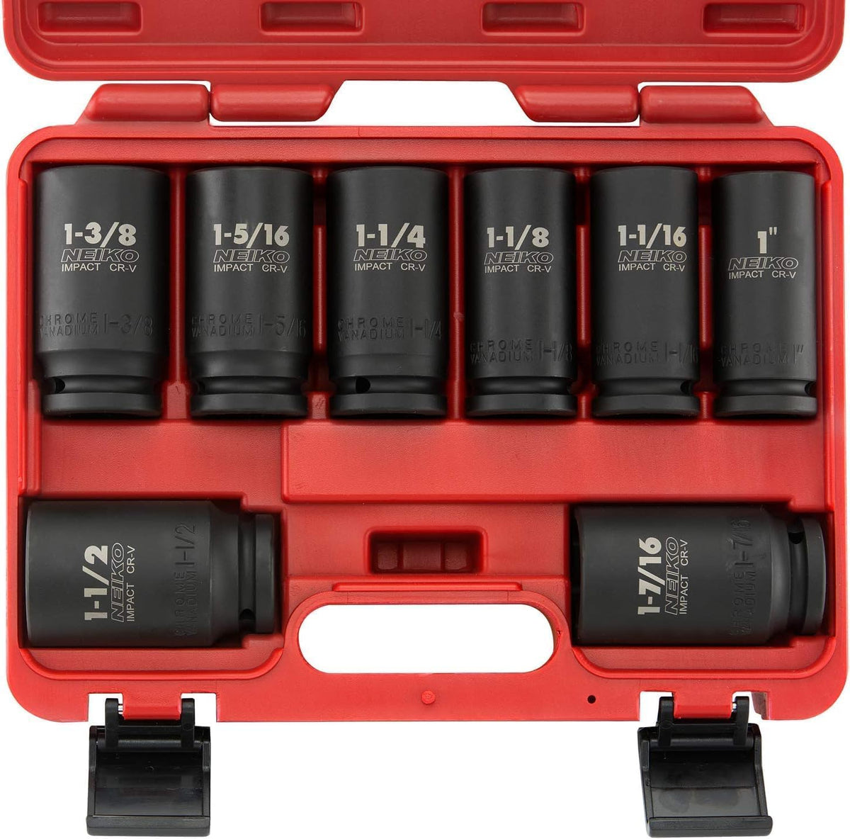 NEIKO 02379A 3/4" Drive Jumbo Impact Socket Set | 21 Piece | Shallow | SAE | Sizes 3/4” to 2” | Cr-V Steel