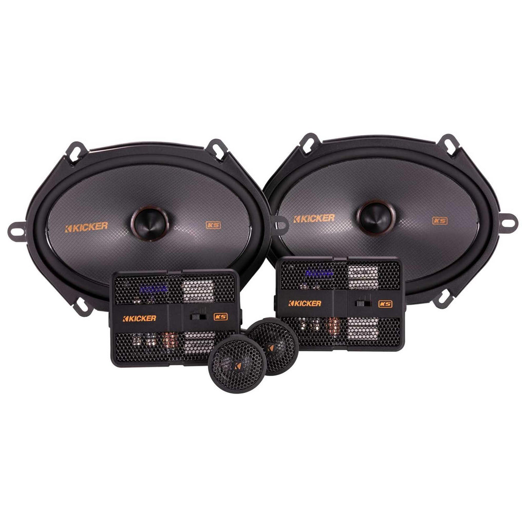KICKER 51KSS6804 Component Speaker System, 2-Way Design, Two - 6" x 8" Woofers, Two - 1" Tweeters, Two - External 12dB Crossovers, 125 Watts RMS, 250 Watts Peak (Renewed)