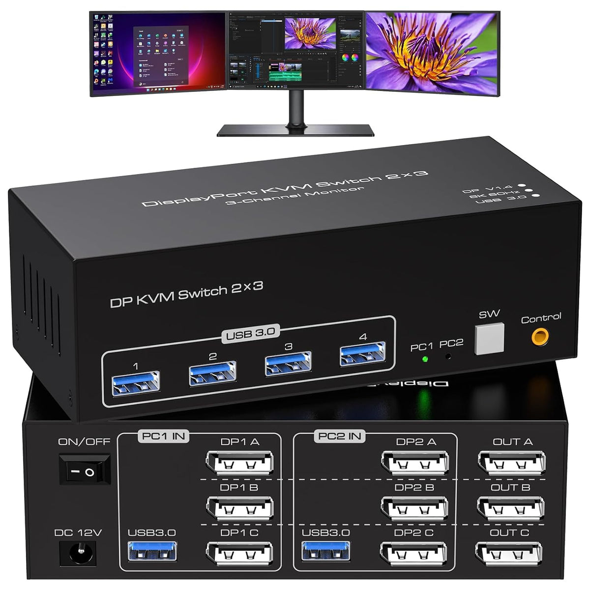 USB C KVM Switch 2 Monitors 2 Computers HDMI 4K60Hz EDID KVM Docking Station for 1 Laptop 1 Desktop Share Dual Monitor 13 in 1 Dock