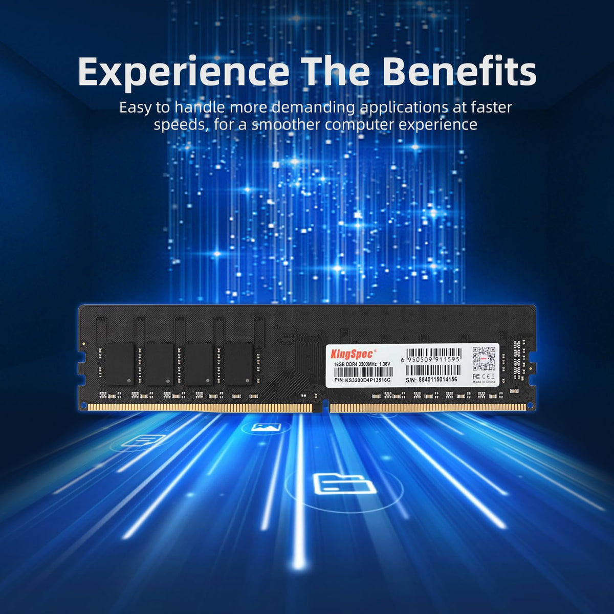KingSpec 16GB DDR4 RAM 3200MHz for Desktop - Plug-and-Play, Home & Office Use, Standard Version, 288-Pin DIMM CL18 1.35V Computer Memory Compatible with Most Intel/AMD PCs