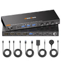 USB C DP KVM Switch 3 Computers 3 Monitors,4K/1080P@60Hz MST KVM Switch for 1 PC&2 Laptop Share 3 Monitor with 4 USB3.0 Devices,PD for Laptop, USB Cables and Power Adapter(4K USB C DP 3 in 3 Out KVM)