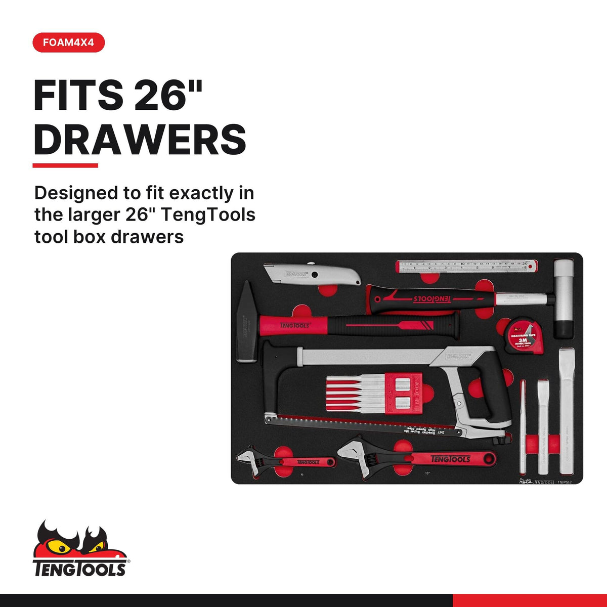 Teng Tools 17-Piece General Tool Set Hand Tools FOAM4X4 Tray - TTEPS12
