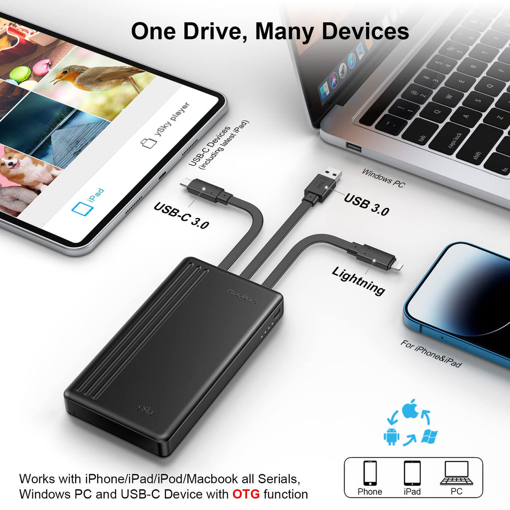 2TB External Hard Drive for iPhone & iPad,MacBook,Windows Computer,USB C Android Phones:Photo Stick USB Flash Drive for iPhone 17/16/ 15/14/13/12 to Backup Photo| Video | Music| File(MFi Certified)