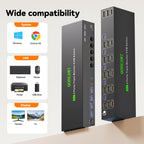 KVM Switch 3 Monitors 5 Computers HDMI + DisplayPort, 8K@30Hz/4k@144Hz Three Monitor KVM Switcher, Triple Monitor KVM for 5 PC, Widely Used in Education, Scientific Research, and AI Office