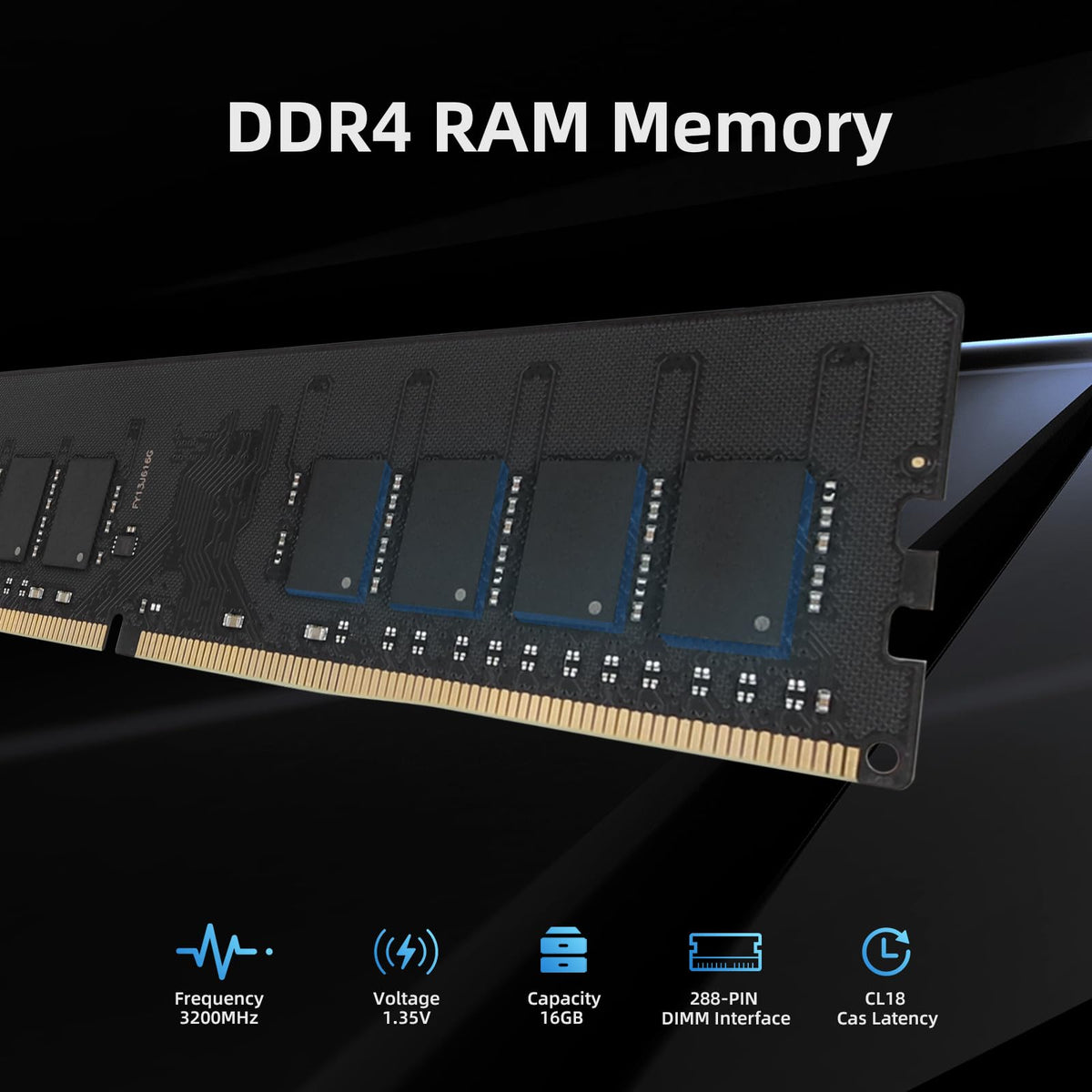 KingSpec 16GB DDR4 RAM 3200MHz for Desktop - Plug-and-Play, Home & Office Use, Standard Version, 288-Pin DIMM CL18 1.35V Computer Memory Compatible with Most Intel/AMD PCs