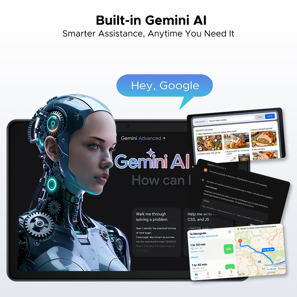 P10 Android 16 Tablet, 10 Inch Tablet, 48GB RAM+128GB ROM/2TB TF, Gemini AI, 90Hz Display, 7000mAh, OTG, 5G WiFi, Face ID, OTG, GPS, 3.5mm Jack, Widevine L1, Tablets with Keyboard