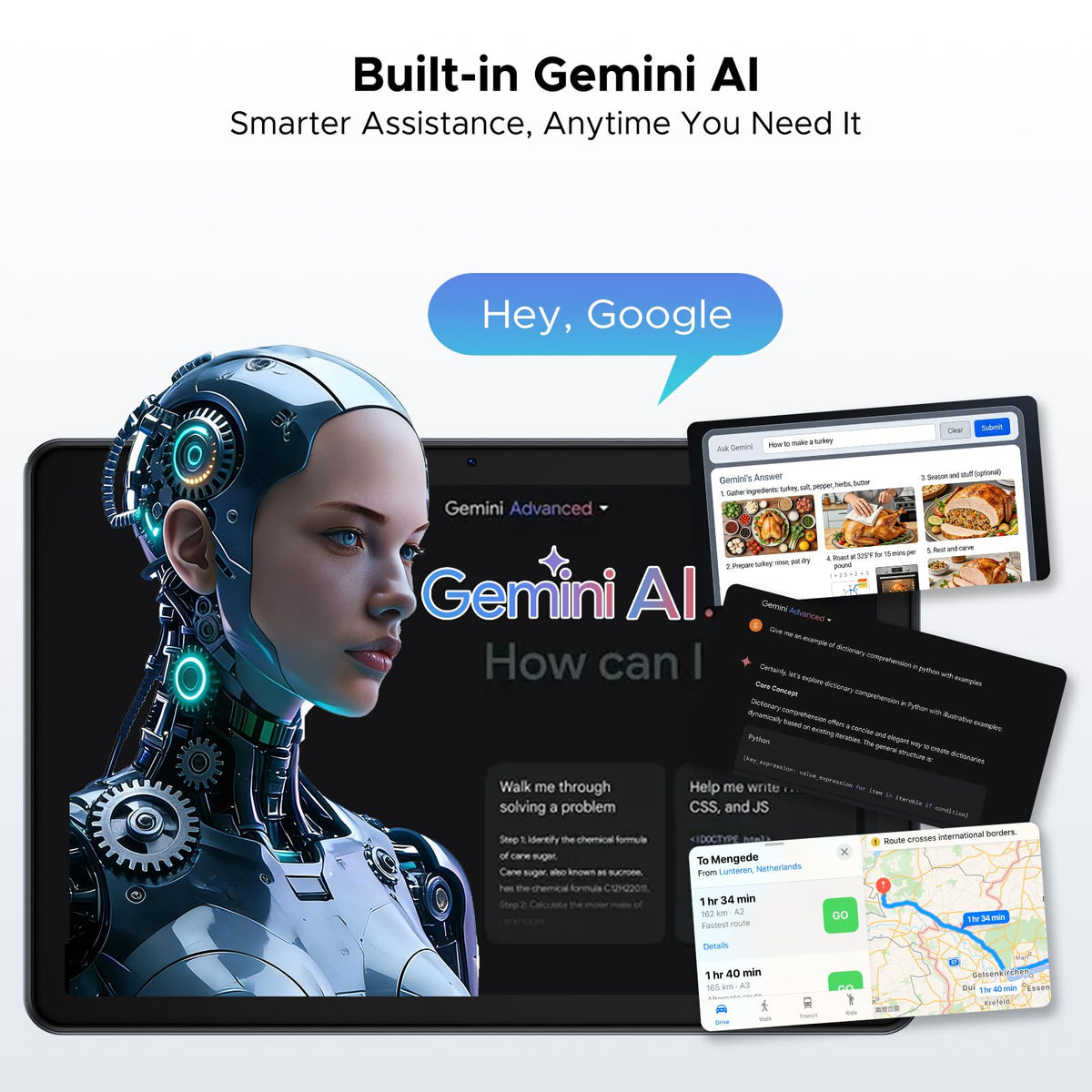 P10 Android 16 Tablet, 10 Inch Tablet, 48GB RAM+128GB ROM/2TB TF, Gemini AI, 90Hz Display, 7000mAh, OTG, 5G WiFi, Face ID, OTG, GPS, 3.5mm Jack, Widevine L1, Tablets with Keyboard