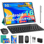 Gemini AI Android 16 Tablet with Keyboard, 2026 10 inch Tablet（Black）