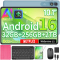 10 inch Tablet with Keyboard - Android 16 Tablet - 32GB+256GB+2TB (Black)