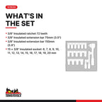 Teng Tools 18 Piece 3/8 Drive Insulated Socket Set Foam2 - TEDV3818