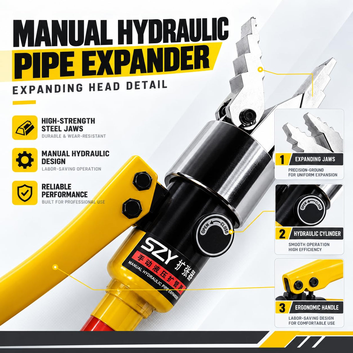 Portable Hydraulic Flange Spreader Splitter,8 Ton Manual Flange Splitter Hydraulic Flange Expander Tool for Pipe Repair, Construction, and Maintenance,Max Spread 50mm