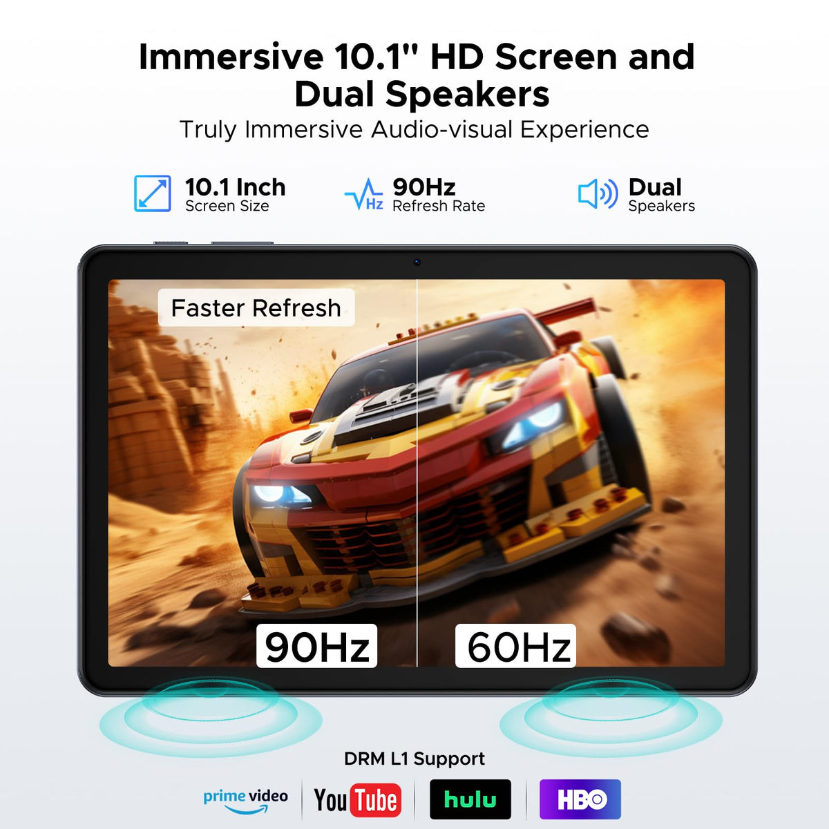 P10 Android 16 Tablet, 10 Inch Tablet, 48GB RAM+128GB ROM/2TB TF, Gemini AI, 90Hz Display, 7000mAh, OTG, 5G WiFi, Face ID, OTG, GPS, 3.5mm Jack, Widevine L1, Tablets with Keyboard