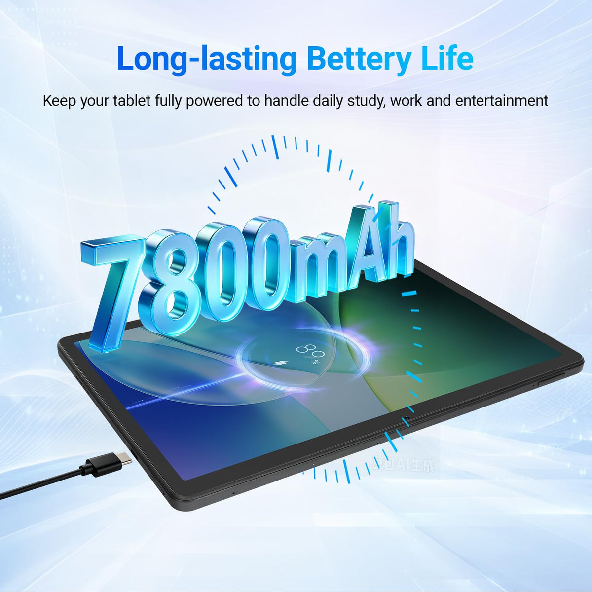 Tablet 11 inch Android 16 Tablet, 2‑in‑1 Tablet Bundle with Keyboard, Wireless Mouse, Stylus, 32GB+256GB+1TB TF Expansion, 7800mAh, Portable for Students & Business