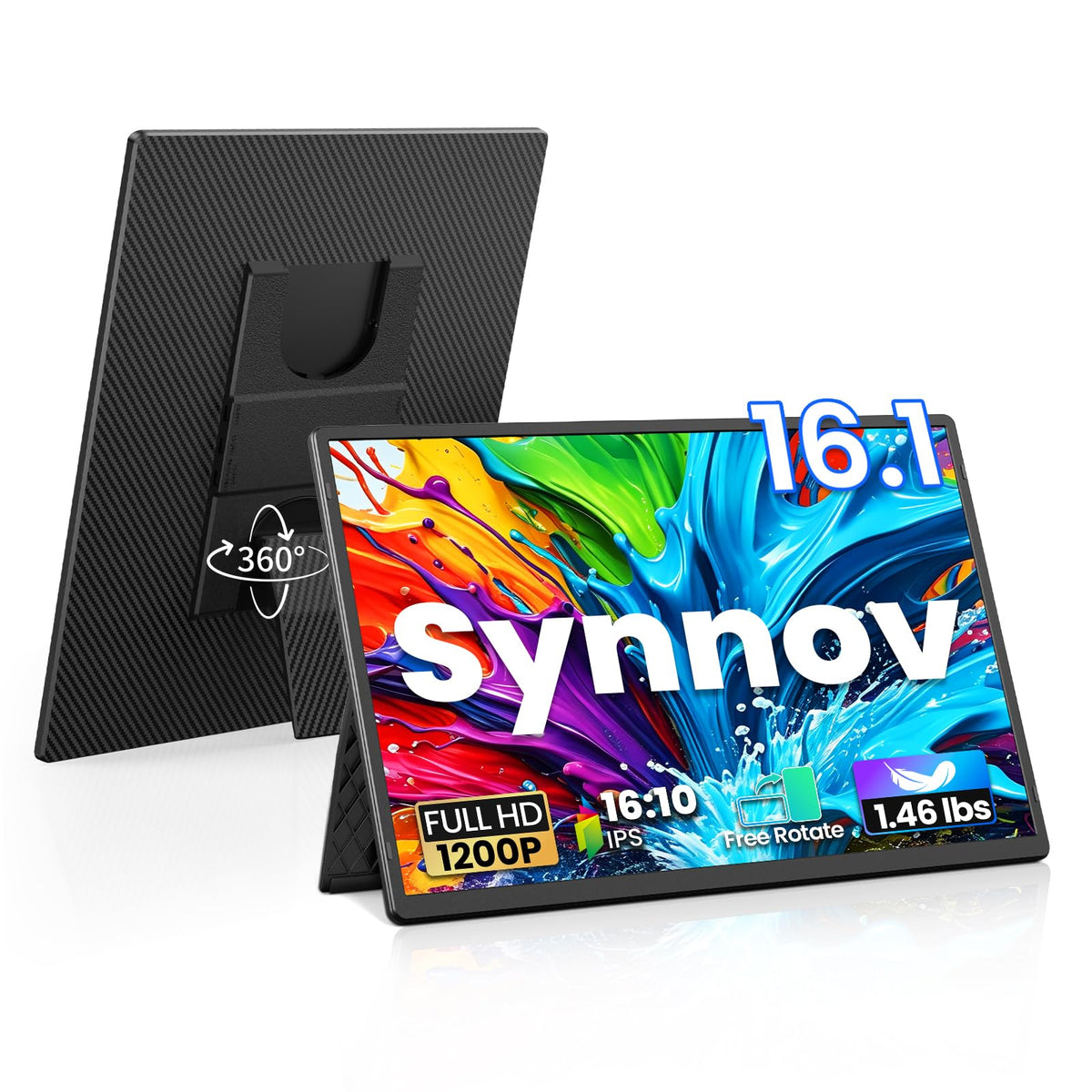Synnov 15.6“ Laptop Screen Extender, 1080P FHD Ultra Light & Portable Triple Monitor for Laptops, Fit for 12"-17.3" Laptops, Plug & Play Travel Monitor Extender Compatible with Wins/MacOS/Chrome