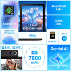 Tablet,11" Android 16 Tablet Octa-core 36GB+128GB Gemini AI