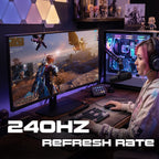 Sceptre New 34-inch Prime Gaming Monitor 3440 x 1440 up to 240Hz 1ms 100% sRGB DisplayPort x2 HDMI x2 Build-in Speakers, Machine Black 2027 (E345B-QU240T Series)
