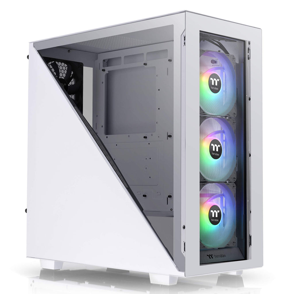 Thermaltake Divider 500 TG Black Color ARGB ATX Mid Tower Tempered Glass Computer Case with 3 120mm 5V ARGB Front Fans + 1 120mm Standard Rear Fan + 2 Symmetrical Triangular Panels CA-1T4-00M1WN-01