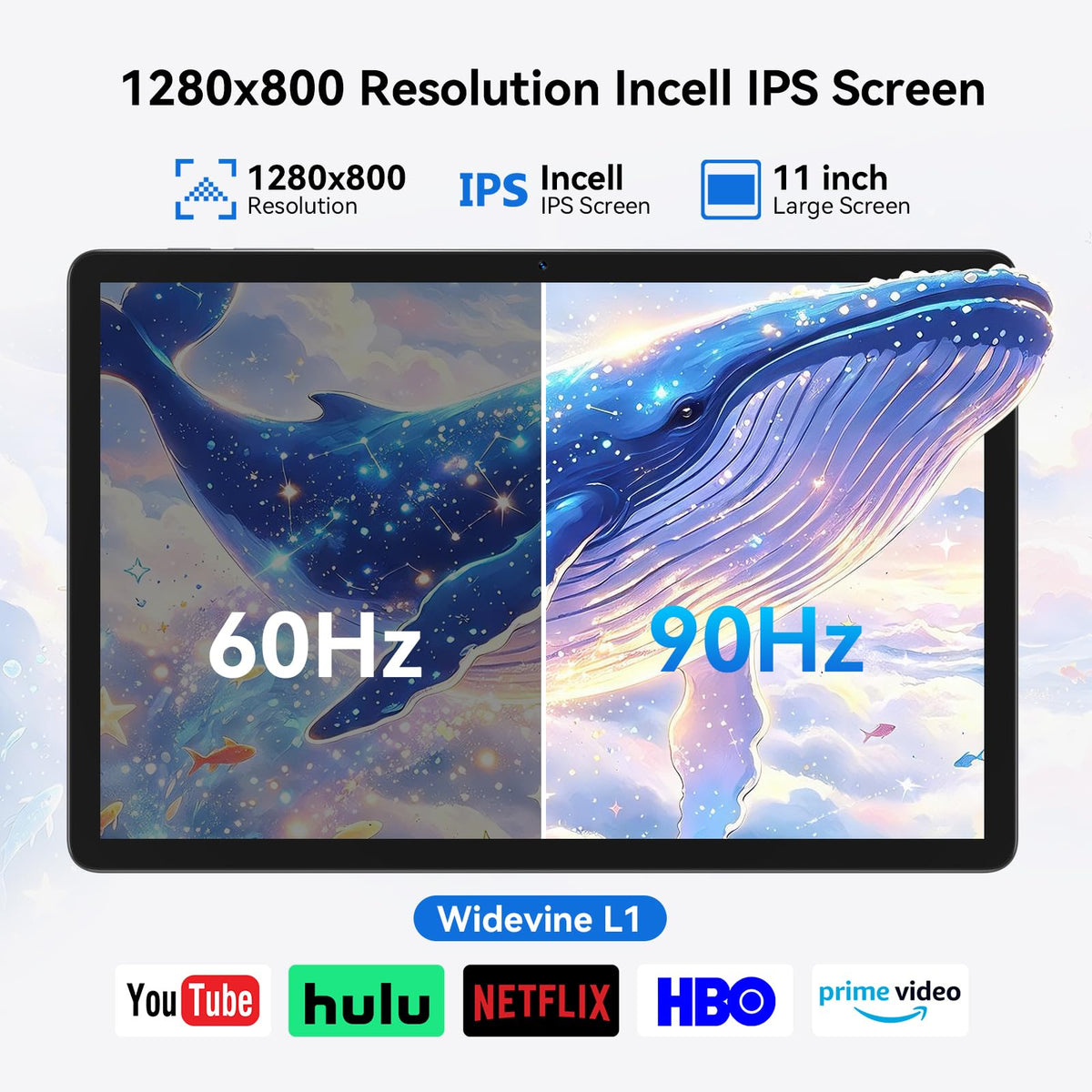 Android 16 Tablet 11 inch, 128GB + 36GB + 1TB Expand, 90Hz IPS Large Screen