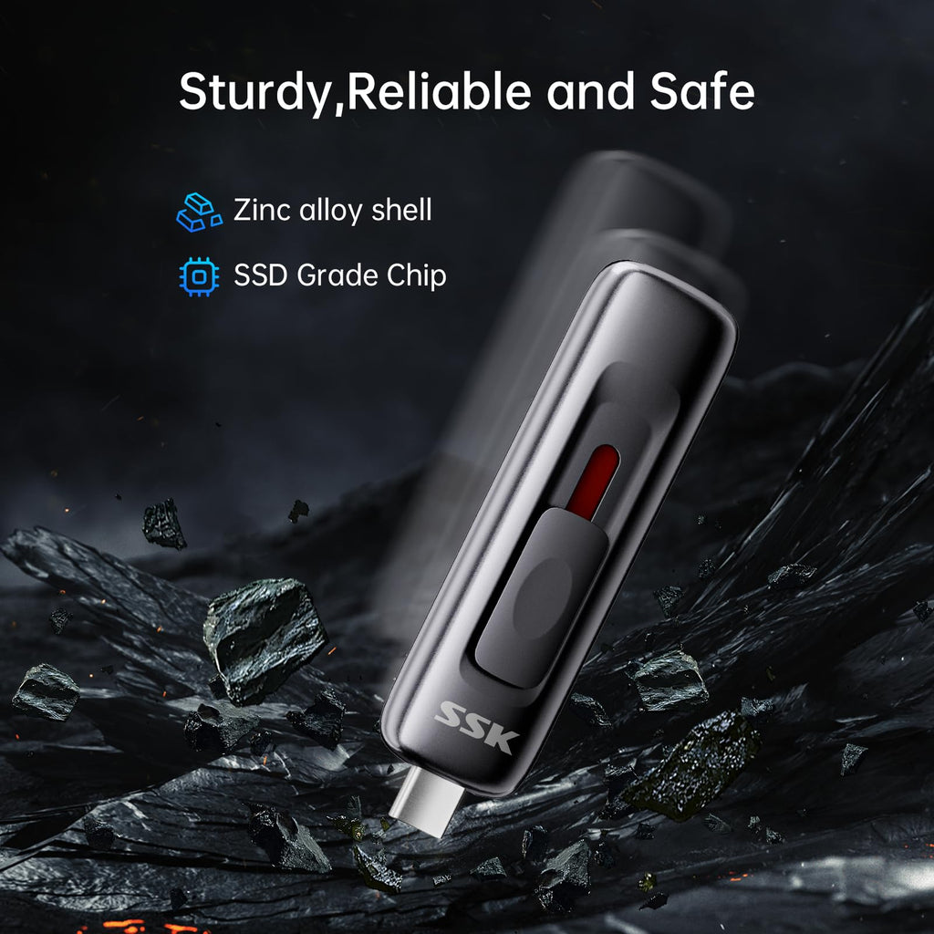 SSK USB Drive 2TB up to 550MB/s External SSD USB C+A 3.2 Thumb Drive