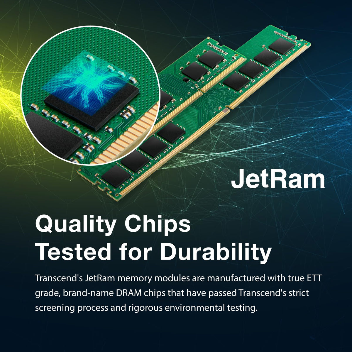 Transcend JetRam 16GB DDR4 RAM 3200MHz U-DIMM CL22, Desktop Memory Module