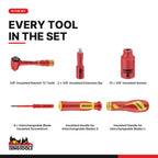 Teng Tools 28 Piece Insulated Screwdriver Set & Socket 1000V FOAM3
